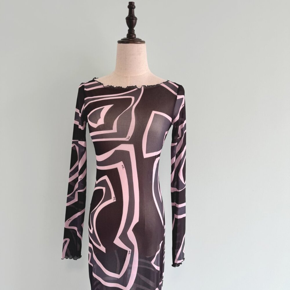 Emilio Pucci labirinto print tulle dress - black - Picture 8 of 14